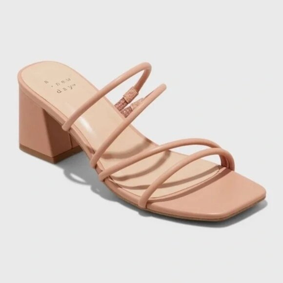 NEW A New Day Blakely Mule Heels with Memory Foam Insole - Size 8 - Light Brown - Picture 1 of 7